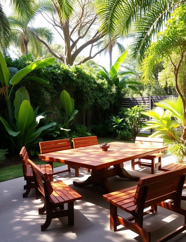 Outdoor meeting space in a garden setting